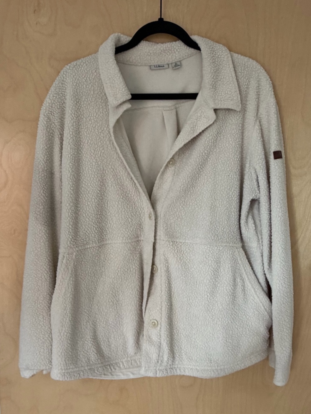 L.L. Bean Cream Sherpa Button-Front Jacket